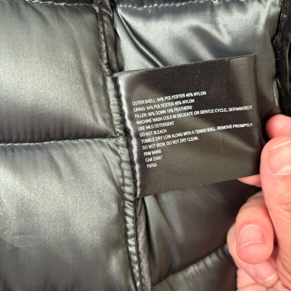 Bernardo Goose Down Jacket Womens Size Medium Puffer Long Lightweight Black Warm - Picture 9 of 9